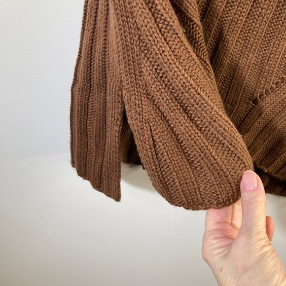 Womens Kori Turtle Neck Wool Blend Slouch Cable Knit Sweater Vest M/L NWT Brown - Picture 5 of 10
